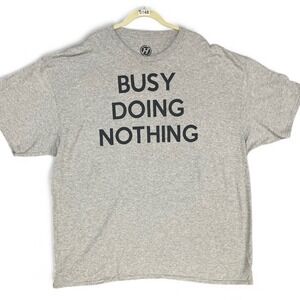 H Busy Doing Nothing Graphic T-Shirt Heather Gray Short Sleeve Crewneck Tee
